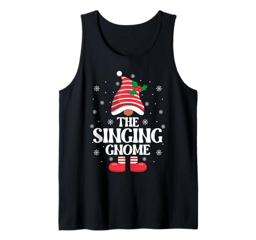 Singing Gnome Christmas Family Matching Group Funny Xmas Tank Top