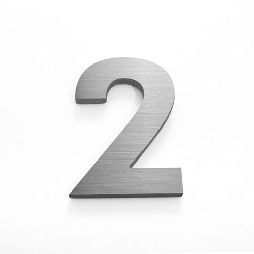 Señalización, Video On Demand Numeros para casa -11cm 4inches - Aluminio Cepillado - Numeros Residenciales® (Número 2)
