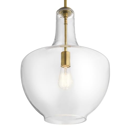 KICHLER Everly 19.75” Bell Pendant in Natural Brass with Clear Glass, 1-Light Modern Pendant Light, 42046NBR by Kichler - Used condition - Image 4