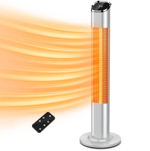 Electric Patio Heater, Infrared Heater with Remote, 1500W/750W Outdoor Space Heater with 24H Timer, Waterproof Radiant Heater for Outdoor Indoor Use, with Tip-over/Overheat Protection