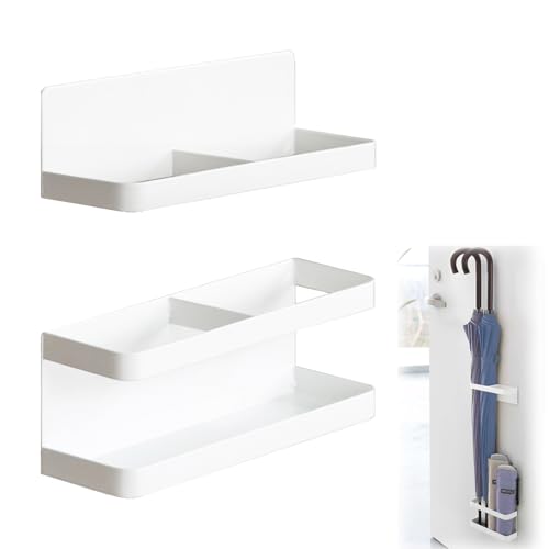 Aquafix 傘立て マグネット アンブレラスタンド 多機能傘収納 トレー付き 壁掛け コンパクト 玄関収納 （ホワイト）