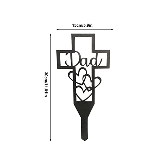 Venoal Metal Cross Garden Stake Graves Cemetery Decorations, Cemetery Memorial Cross Stake For Mom, Roses Best Cemetery Ornaments For Missing Relatives Thoughts And Memorial Gifts (Dad (Black Heart)) #TOP1