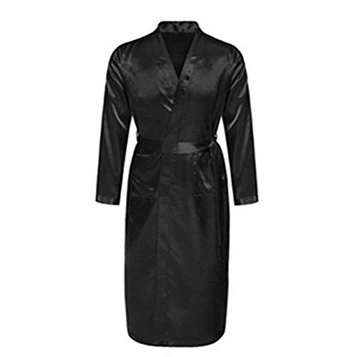 Foetest Bathrobe Long Robes Men Thin Solid Color Nightgown Long Sleeve Cardigan Sleepwear Loose Glossy Clothes Silk #TOP8