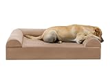 Barker Beds Large Orthopedic Dog Sofa Bed - 7' Pillow Top with 3-Sided Bolster - 50-70 lbs - Memory Foam for Joint Pain & Arthritis - Vet Recommended, Washable Cover - Made in USA - 48'x30'x7' - Khaki