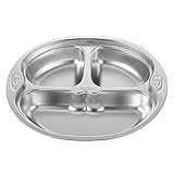 Faxijuan Plato dividido de acero inoxidable con tapa for niños y adultos, 3 secciones, lonchera bento, plato for la cena, contenedor de alimentos, utensilios de cocina for acampar