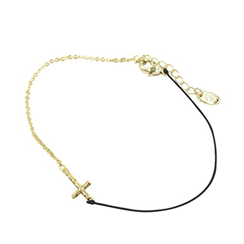 Ficccy 18k Gold Plated Cross Bracelet Tiny Rose Gold Cross Bracelet Cross Bracelet
