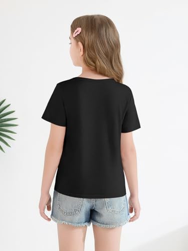 Haloumoning Girls Pleated Short Sleeve T Shirts Kids Summer Fashion Crewneck Tees Tops 5-14 Years4