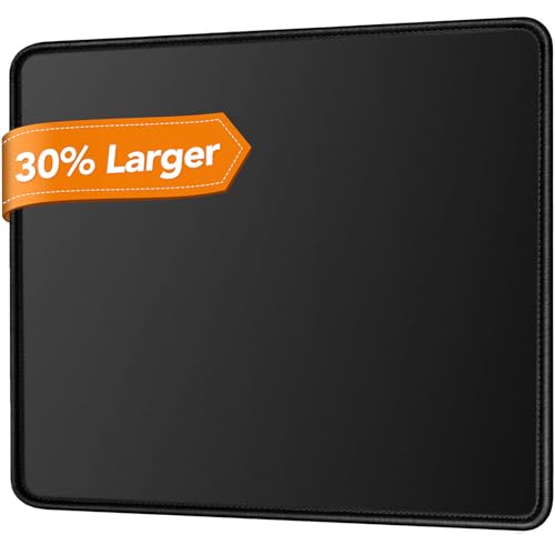 Image of Mouse Pad 11 x 8.7 in, Smooth & Stable Mousepad with Stitched Edges and Non-Slip Base, Smooth Cloth Surface Computer Black Mouse Pad. Clean Desk Essential for Work, Study & Home Office