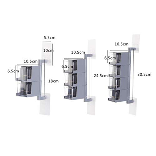 Hemoton 2-Tier 360 Drawer Spice Rack Degree Rotating Wall Mount Spice Jars Organizer Seasoning Storage Box Kitchen Tool For Home (Beige) #TOP2