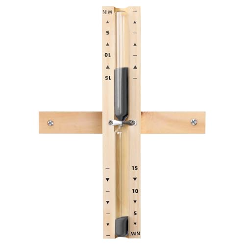 Sauna Sand Timer, Rotating Wooden Sauna Hourglass with Black Sand, 15 Minute Reloj De Arena, Heat Resistant Sand Clock Hour Glass Timer for Sauna SPA Room