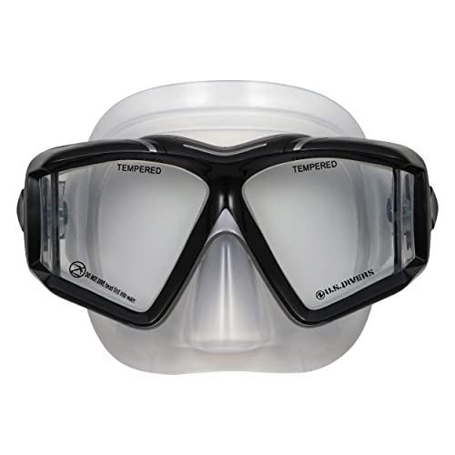 U.s. Divers Sideview Adult Snorkel Mask - 180-Degree Full Underwater Vision, Leak-Free Silicone Face Skirt, Easy-Adjust Mask Buckles - Pro Series | Unisex Adult, Black/Silver #TOP1
