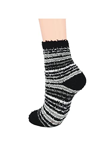 Century Star Anti Slip Athletic Plush Slipper Grip Socks Women Yoga Pilates Soft Warm Cozy Socks For Christmas 5 Pairs White Black Set (Non-Slip) One Size #TOP6