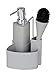 WENKO Set lavavajillas Empire, 4 en 1 - dispensador, cepillo, soporte para paños de cocina y organizador, cerámica de calidad con superficie suave al tacto, 250 ml, 11 x 19 x 12,5 cm, gris