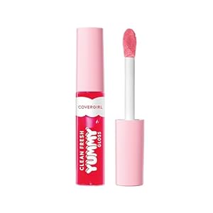COVERGIRL – Clean Fresh Yummy Gloss, yummy formula, infused with Hyaluronic Acid and naturally-derived Antioxidants, for instant hydration, supple and healthy-looking lips, clean, vegan and gluten-free – My Strawbooty – 600
