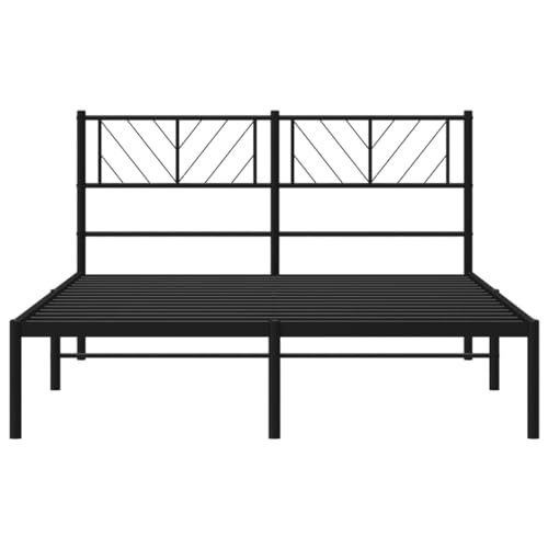 Bettgestell mit Kopfteil Metallbett Bed Frame Bettgestell Bettrahmen Kopfteil Bett Tagesbett Metall Schwarz 150x200 cm - 372181 – Bild 6