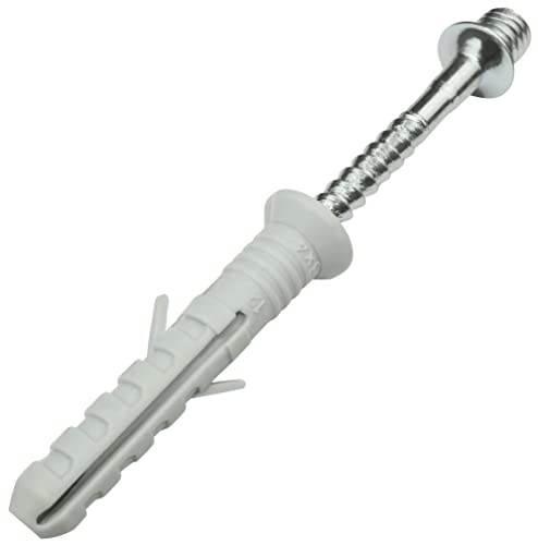 AERZETIX - C57873 - Lot de 20 Chevilles à Frapper Ø8x45 mm à collerette fraisée + Patte à vis à tête fileté M8x58 mm pour écrou M8 - Chevilles à Clou - pour Collier de Tuyau Fixation en béton Brique