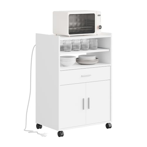 Mueble auxiliar de cocina blanco para microondas con balda regulable 2