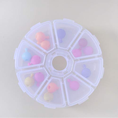 Image of 8 Removable Grid Compartment Clear Round Plastic Storage Box, Jewelry and Crafts Organizer Container with Adjustable Dividers(1 Pack)