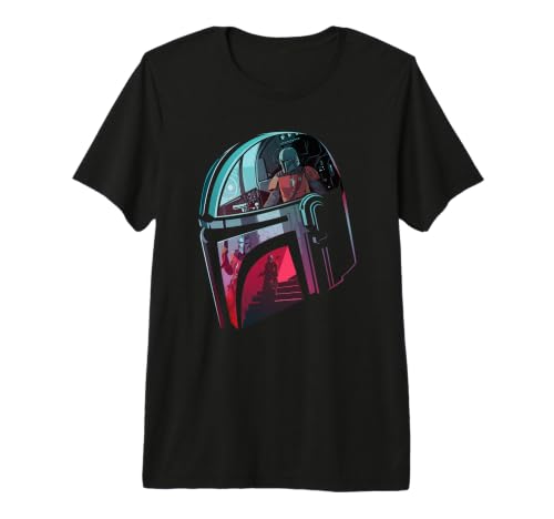 Image of Star Wars The Mandalorian Mandalore Helmet Reflection Premium T-Shirt