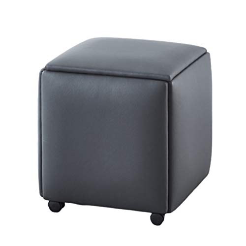 Pouf de rangement en cuir cube d'assise empilable de salon
