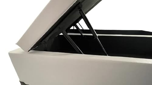 Cama Box Baú Casal Blindado Sintético Branco Com Pistão A Gás