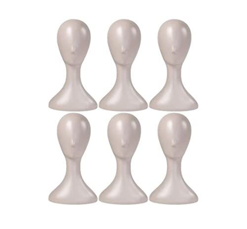 16 Inch Studio Limited Professional Plastic Mannequin Head Durable Women Model Wig Head Stand Torso Styling Making Display Holder with Jack for Wigs, Hat, Mask, Headdress, Necklace (Nude, 6 Pack)