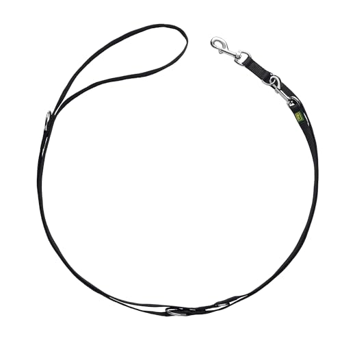 HUNTER Verstellbare Hundeführleine EXTRA LONG, Farbe: schwarz, 4-fach verstellbar, extra lang, robustes Nylon, pflegeleicht, Größe: 25/300