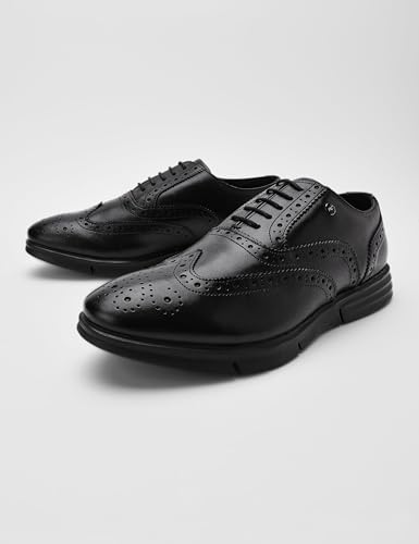Image of Monte Carlo Mens Solid Lace Up Genuine Leather Formal Brogue Shoes (201810FW)