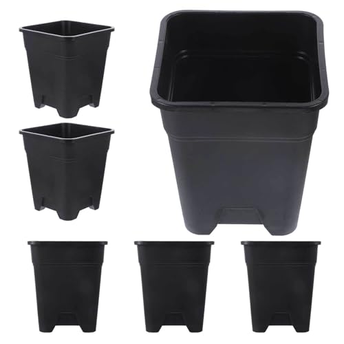 Pots de fleurs en plastique noir carrés pour drainage et culture de plantes - 2