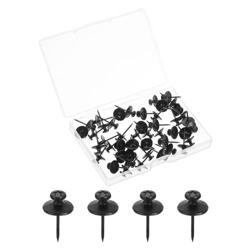 Image of uxcell 50 Pcs Double Headed Picture Hanging Nail, Zinc Alloy Push Pins Picture Hangers Double Headed Thumb Tacks for Hanging Pictures, Black