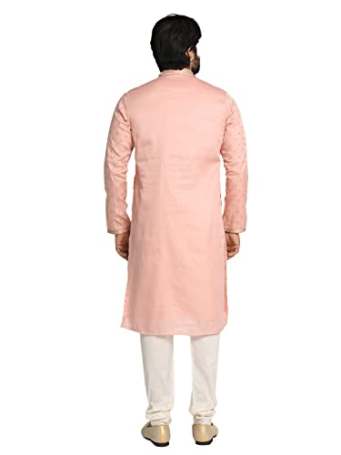 Image of Manyavar Men's Hand Embroidered Kurta Set (2pcs) with Minimalist Motifs