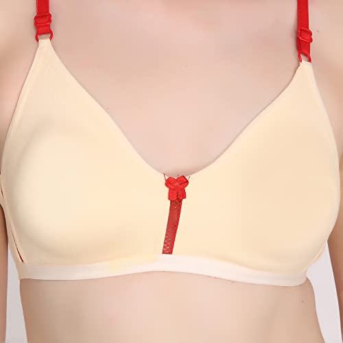 Image of Women Non Padded Bra - Made of Pure Cotton Full Coverage Non Wired Seamless Pushup Soft Cup for T-Shirt Saree Dress Sports Garment for Daily Use Everyday