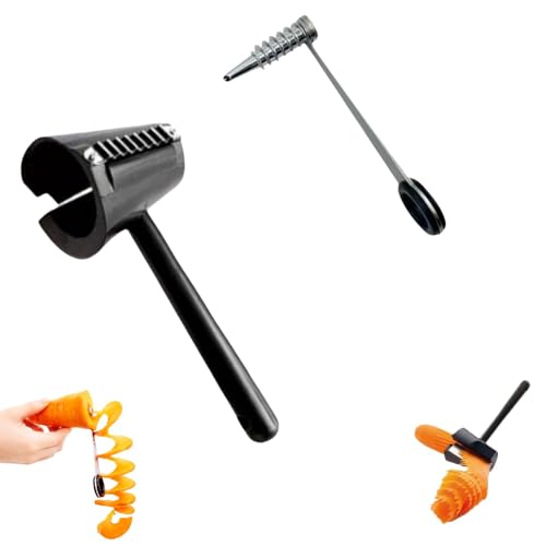 Spiral Vegetable Cutter Set, Stainless Steel Piranha-Style Spiral Cutter & Carrot Curler Tool, Spiral Slicer for Potatoes, Cucumbers & Carrots, Vegetable Flower Maker for Garnish & Decorative Dishes