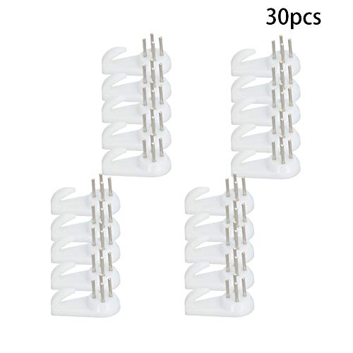Image of Aicosineg 30Pcs Hardwall Hanger Wall Mount Non-Mark Hook Photo Picture Frame Hanger for Fasteners Wall Wallpaper Walls Concrete Hooks Wooden Doors Hardware Medium White Tone