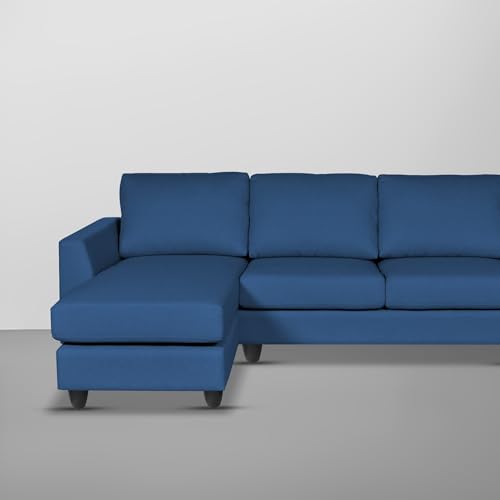 Image of BRAXTON Damian LHS 4 Seater L Shape Sofa Set for Living Room (Blue Sofa Fabric) Premium Fabric Sofa