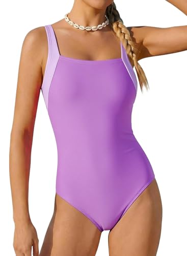 Image of Belovance Girls Swimsuits One Piece Bathing Suit Solid Color Block Tween Swimming Suit Beach Swimwear Quick Dry 5-14 Years