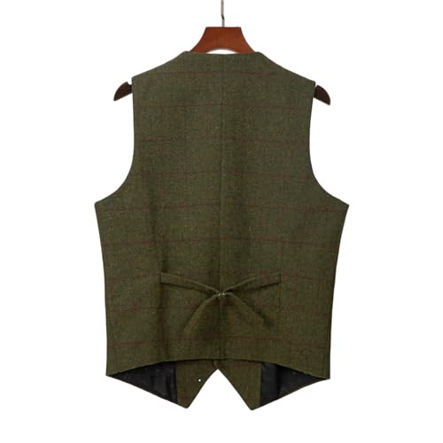Mens Casual Plaid Suit Vest Tweed Slim Fit Waistcoat for Wedding Groomsmen2