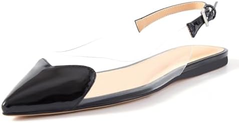 Women's Fashion Heart Toe Transparent PVC Slingback Flats with Bu...