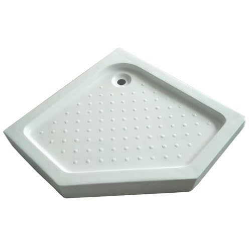 Plato de ducha esquinero de 90 x 90 cm, acrílico blanco, antideslizante, diseño de una sola pieza, ideal para casas rodantes, hoteles y baños de villa, fácil de limpiar