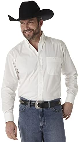 Wrangler mens George Strait One Pocket Long Sleeve Woven Button Down Shirt, White, 2X Tall US