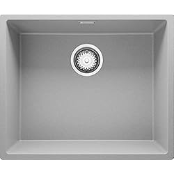 Fregadero Resina Gris Fregadero bajo Encimera 56 x 47 cm, Fregadero Granito Un Seno + Sifón Clásico, Fregadero Cocina London 60 de Primagran, Gris
