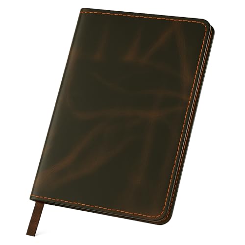 TheAntiq A5 Leather Journal Refillable Large Moleskine Notebook Planner Cover with pen loop
