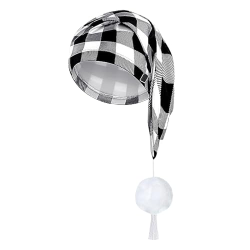 Bonnet de Noël pour homme à carreaux avec franges réglables
