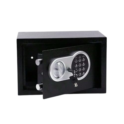 Perel Elektronischer Safe mit Zahlencode und Notschlüssel, geräumiger Stahlschrank mit weicher Innenauskleidung, sicherer Mini-Tresor für Schmuck, Dokumente und Bargeld, 20x31x20 cm