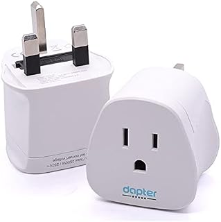 Pack of 2 plug adapter I US to UK Travel Adapter With 10A Fuse, USA Europe Australia to 3 Pin UK Plug [America Canada Japan to UK adapter] (White)