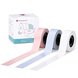 Phomemo Mehrfarbiges Endlosetikett für Q30S/Q31/Q30/Q32, Kompatibel mit Colorwing Q30 & Pokelabel Q30, Phomemo Q31/Q30S Etikettendrucker, 15mm × 6m (Weiß/Pink/Lila) Thermische Etiketten