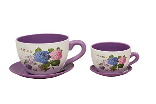 Mimbre Natural DOS SET DE DOS TAZA MACETERO JARDIN S/2 (33×25.5×16)