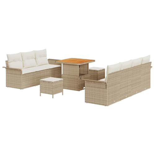 vidaXL Modulares Outdoor-Sofa-Set mit Kissen in Beige und Cremeweiß | Stylisches 4-teiliges Gartenmöbel für Terrasse und Balkon, langlebig und bequem, perfekt zum Entspannen, Rattan-Sitzgruppe