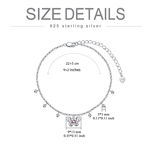 Aoboco Butterfly Anklet 925 Sterling Silver Ankle Bracelet For Women 8-10'' #TOP3