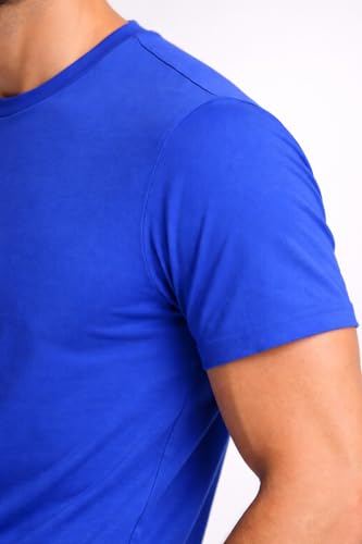 Image of Mens T Shirt Premium Cotton Slim Fit Crew Neck Short Sleeve Casual Basic Tee Soft Breathable Everyday Essential